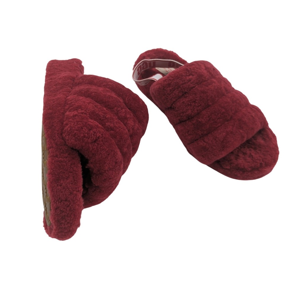 UGG Womens Coquette Cozycore Fluff Yeah Slide 8 Ribbon Red Slingback Slippers